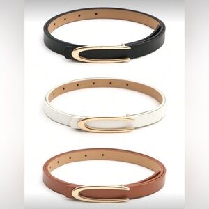 Elegant Black, White, and Brown Women's Belt Set